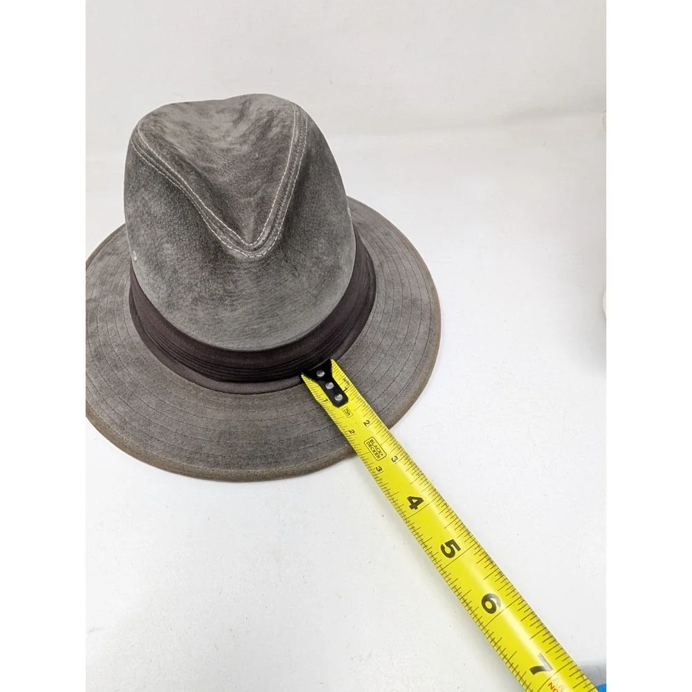 Henschel Hat Outback Fedora Suede Gray Outdoor Men's Size Small Vintage USA Made